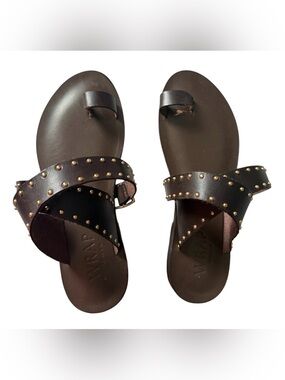 Wrap London Brown Beautiful Leather Slide Sandals